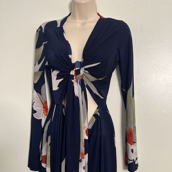 DUCCI FLORAL KNOT FRONT MAXI DRESS SIZE L - Picture 4 of 11